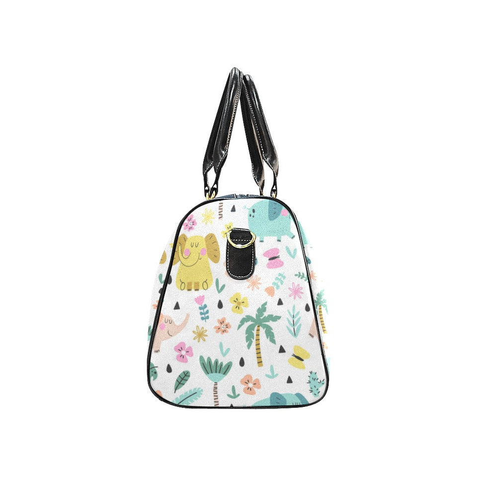 Cute elephants palm tree flower butterfly pattern Travel Bag