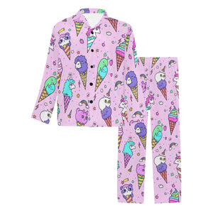 Cute ice cream cone animal pattern Men's Long Pajama Set