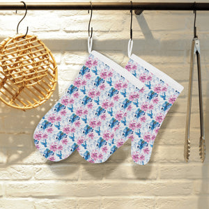 Hummingbird Pattern Print Design 02 Heat Resistant Oven Mitts
