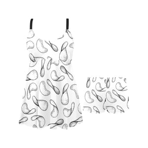 Potato Chips Pattern Print Design 04 Chest Sexy Pleated Two Piece Swim Dress
