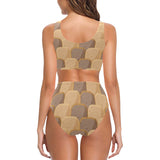 Bread Toast Pattern Print Design 04 Chest Bowknot High Waisted Bikini Swimsuit