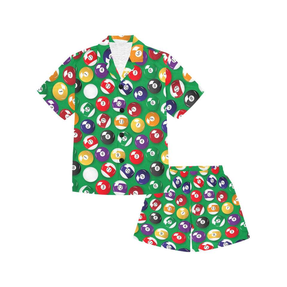 Billiard Ball Pattern Print Design 02 Kids' Boys' Girls' V-Neck Short Pajama Set