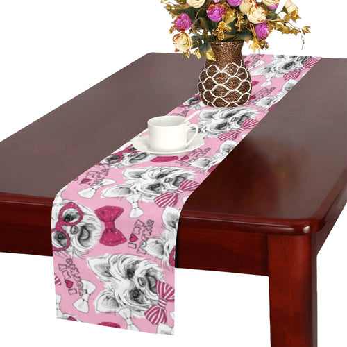 Yorkshire Terrier Pattern Print Design 03 Table Runner