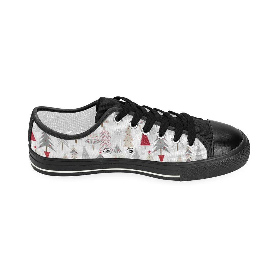 Cute Christmas tree pattern Kids' Boys' Girls' Low Top Canvas Shoes Black