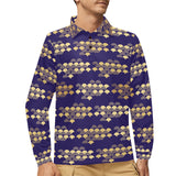 Beautiful japanese fan pattern Men's Long Sleeve Polo Shirt