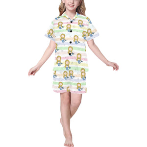 Cute hand drawn mermaid Kids' Boys' Girls' V-Neck Short Pajama Set