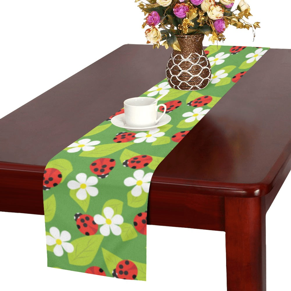Ladybug Pattern Print Design 01 Table Runner