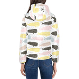 Whale dot pattern Women's Padded Hooded Jacket