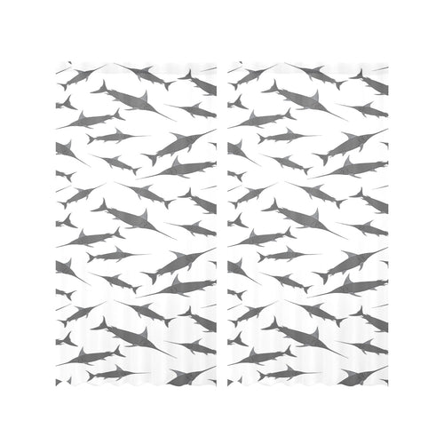 Swordfish Pattern Print Design 04 Gauze Curtain