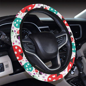 Ladybug Pattern Print Design 03 Car Steering Wheel Cover
