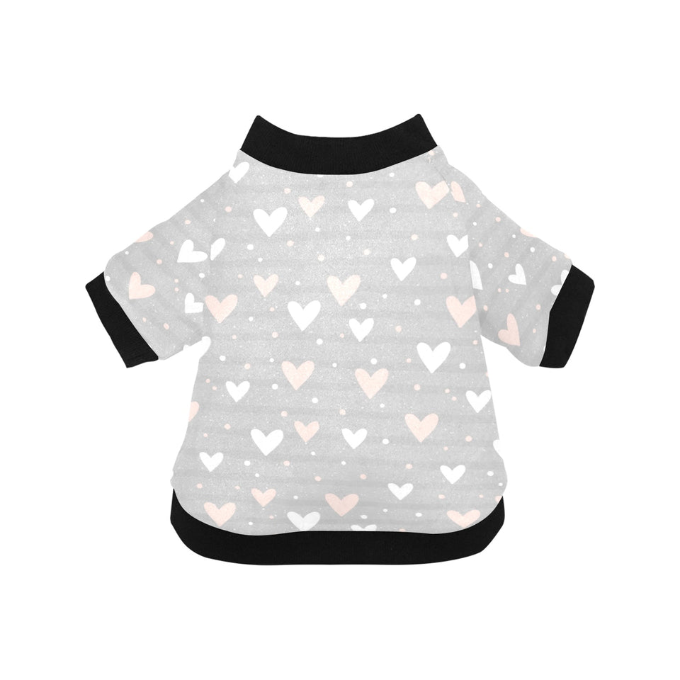 Heart pattern gray background All Over Print Pet Dog Round Neck Fuzzy Shirt