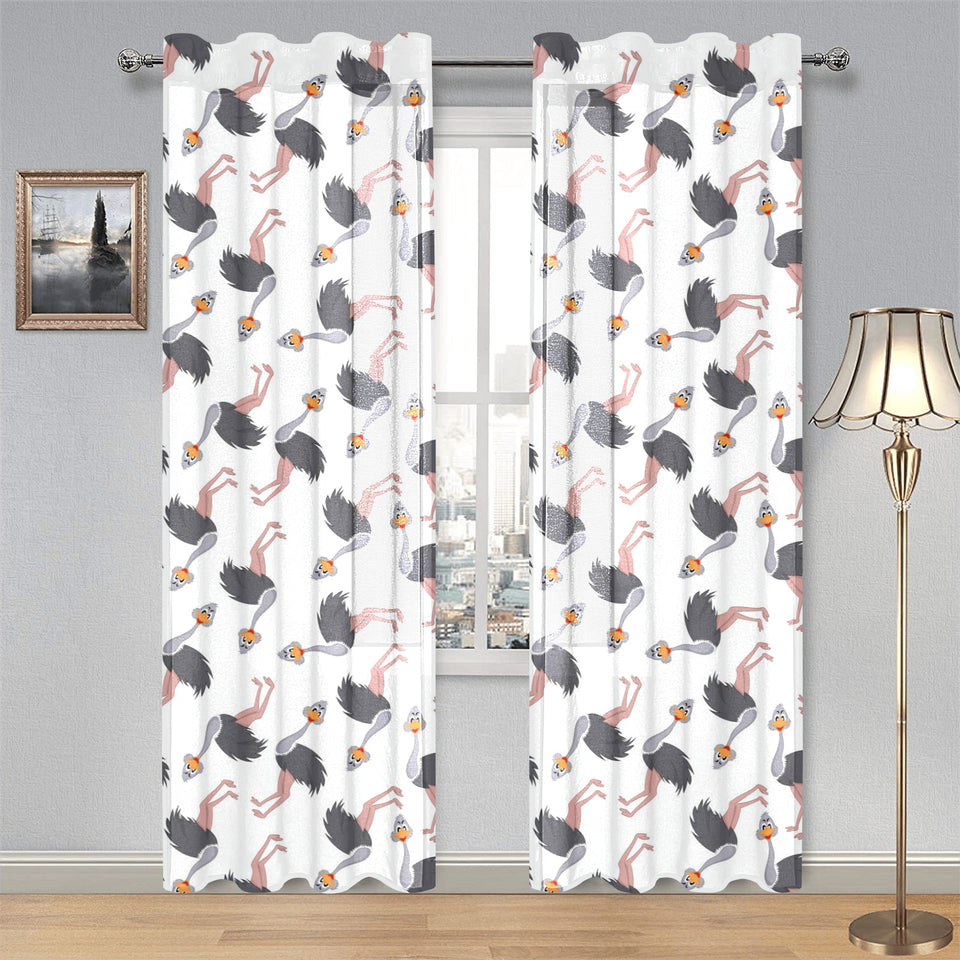 Ostrich Pattern Print Design 02 Gauze Curtain