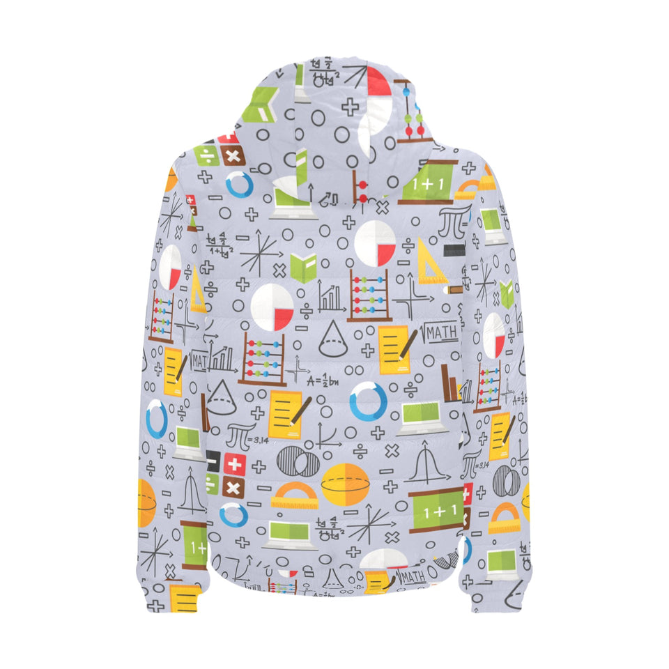 Math Pattern Print Design 04 Men's Padded Hooded Jacket