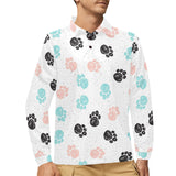 Dog Paws Pattern Print Design 04 Men's Long Sleeve Polo Shirt