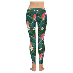 Parrot Palm tree leaves flower hibiscus pattern Women's Legging Fulfilled In US