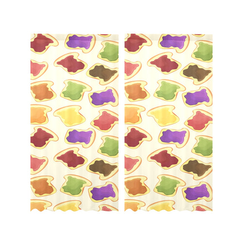 Bread Toast Pattern Print Design 02 Gauze Curtain