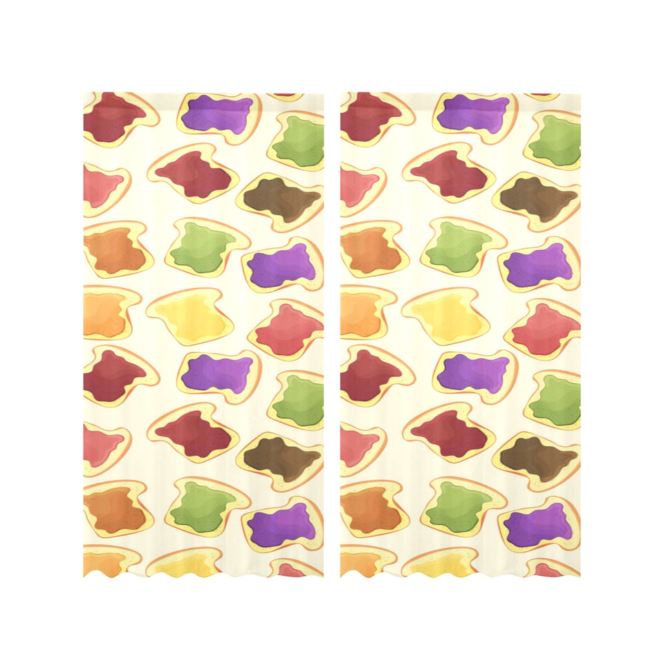 Bread Toast Pattern Print Design 02 Gauze Curtain
