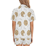Sketch style cookie pattern Women's V-Neck Short Pajama Set