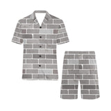 Brick Printed Pattern Print Design 05 Men's V-Neck Short Pajama Set
