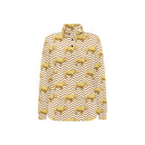 Rhino yellow theme pattern Women's Long Sleeve Polo Shirt