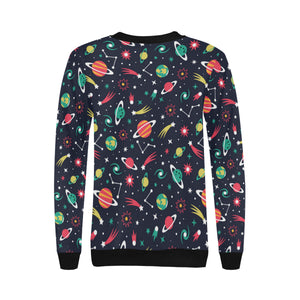 colorful space pattern planet star Women's Crew Neck Sweatshirt