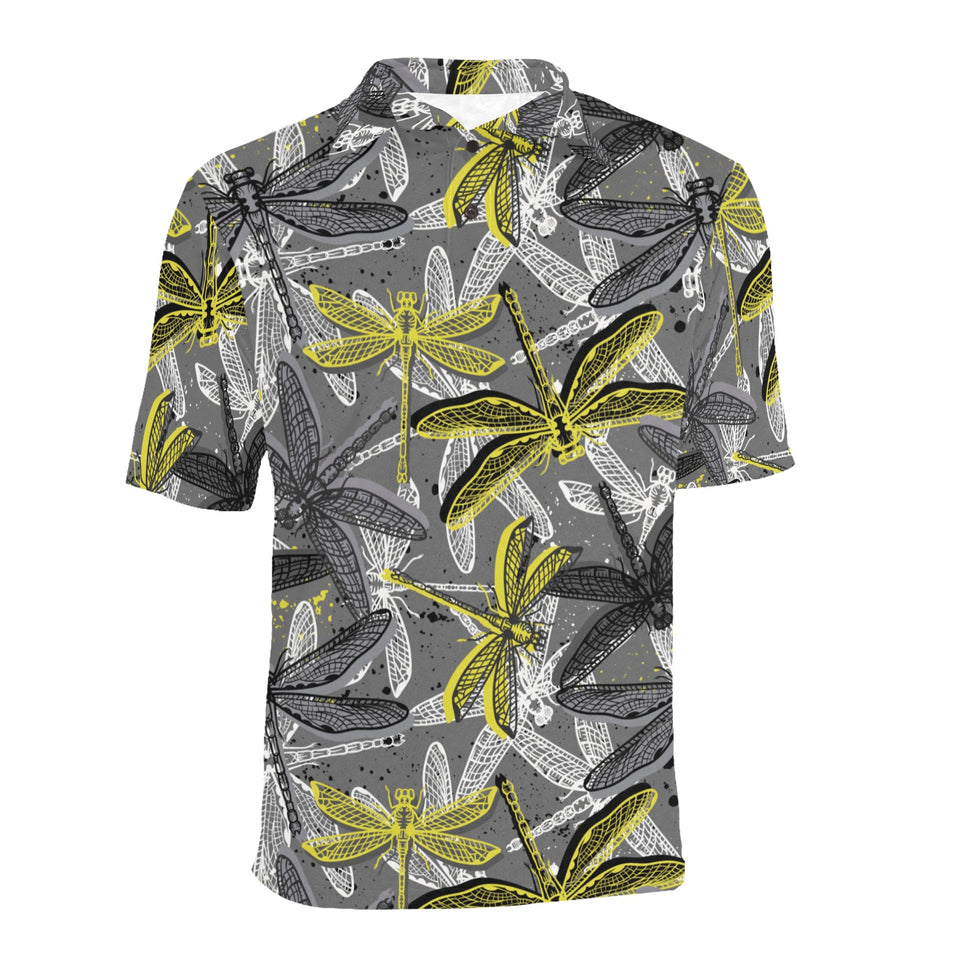 Hand drawn dragonfly pattern Men's All Over Print Polo Shirt