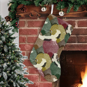Japanese cranes flying forest dot pattern Christmas Stocking