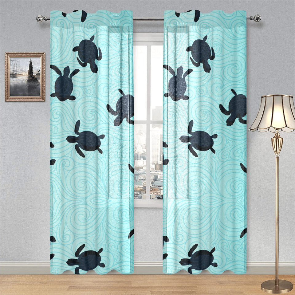 Sea turtle with blue ocean backgroud Gauze Curtain