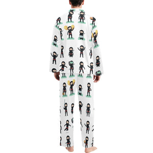 Cute ninja katana sword pattern Men's Long Pajama Set