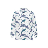 Dolphins pattern dotted background Men's Long Sleeve Polo Shirt
