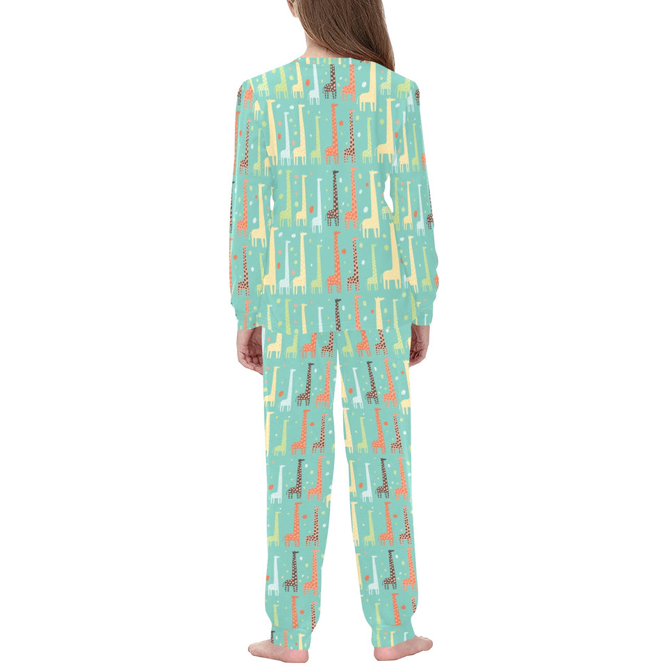 Giraffe Pattern Print Design 01 Kids' Boys' Girls' All Over Print Pajama Set