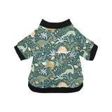 dinosaurs tropical leaves flower pattern All Over Print Pet Dog Round Neck Fuzzy Shirt