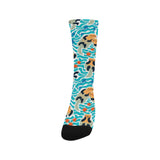 Cute sea otters fishe sea urchin pattern Crew Socks