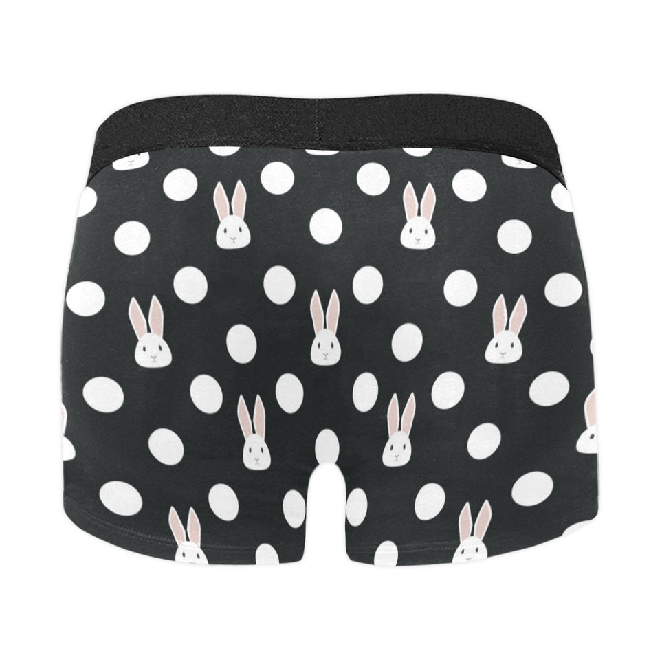 Cute white rabbit polka dots black background Men's All Over Print Boxer Briefs Men's Underwear