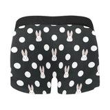 Cute white rabbit polka dots black background Men's All Over Print Boxer Briefs Men's Underwear