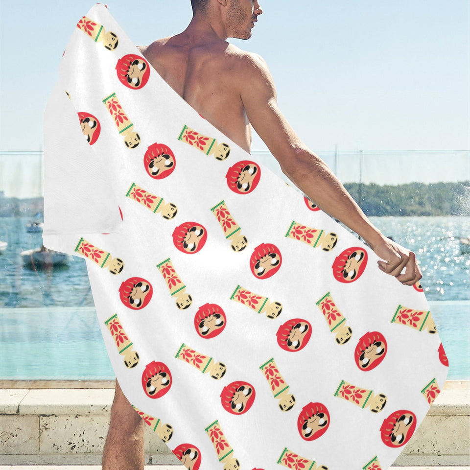 Daruma japanese wooden doll Beach Towel