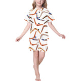 Boomerang Australian aboriginal ornament pattern Kids' Boys' Girls' V-Neck Short Pajama Set