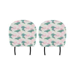 Pink lotus waterlily leaves pattern Car Headrest Cover
