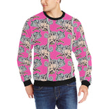 Chameleon lizard pattern pink background Men's Crew Neck Sweatshirt
