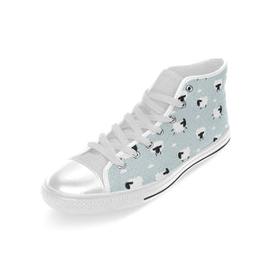 Sheep polka dot cloud pattern Men's High Top Canvas Shoes White