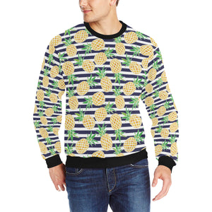Pineapples pattern striped background Men's Crew Neck Sweatshirt