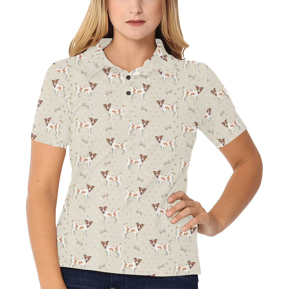 Jack Russel Pattern Print Design 02 Women's All Over Print Polo Shirt