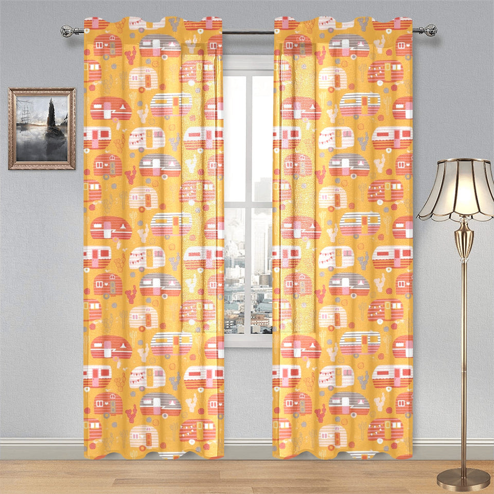 Camper Van Pattern Print Design 04 Gauze Curtain