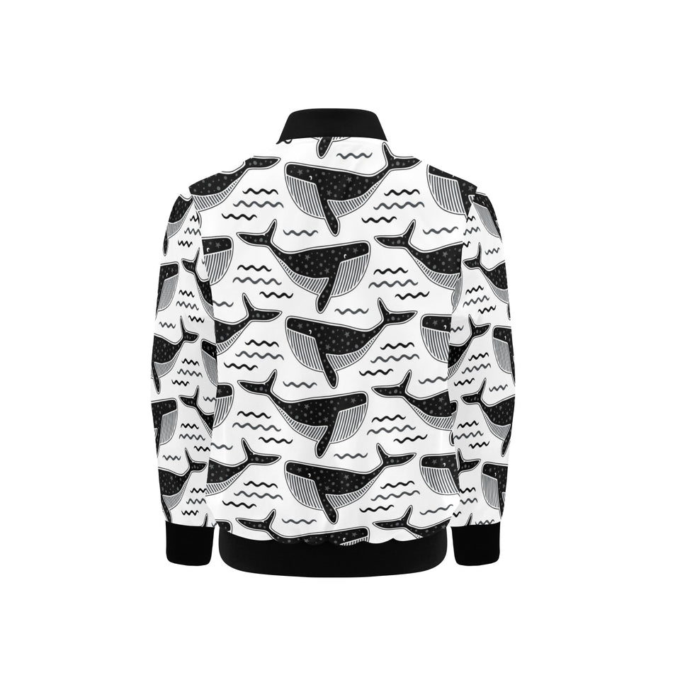 Black whale pattern Kids' Boys' Girls' Bomber Jacket