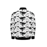 Black whale pattern Kids' Boys' Girls' Bomber Jacket