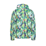 Colorful parrot exotic flower leaves Kids' Boys' Girls' Padded Hooded Jacket