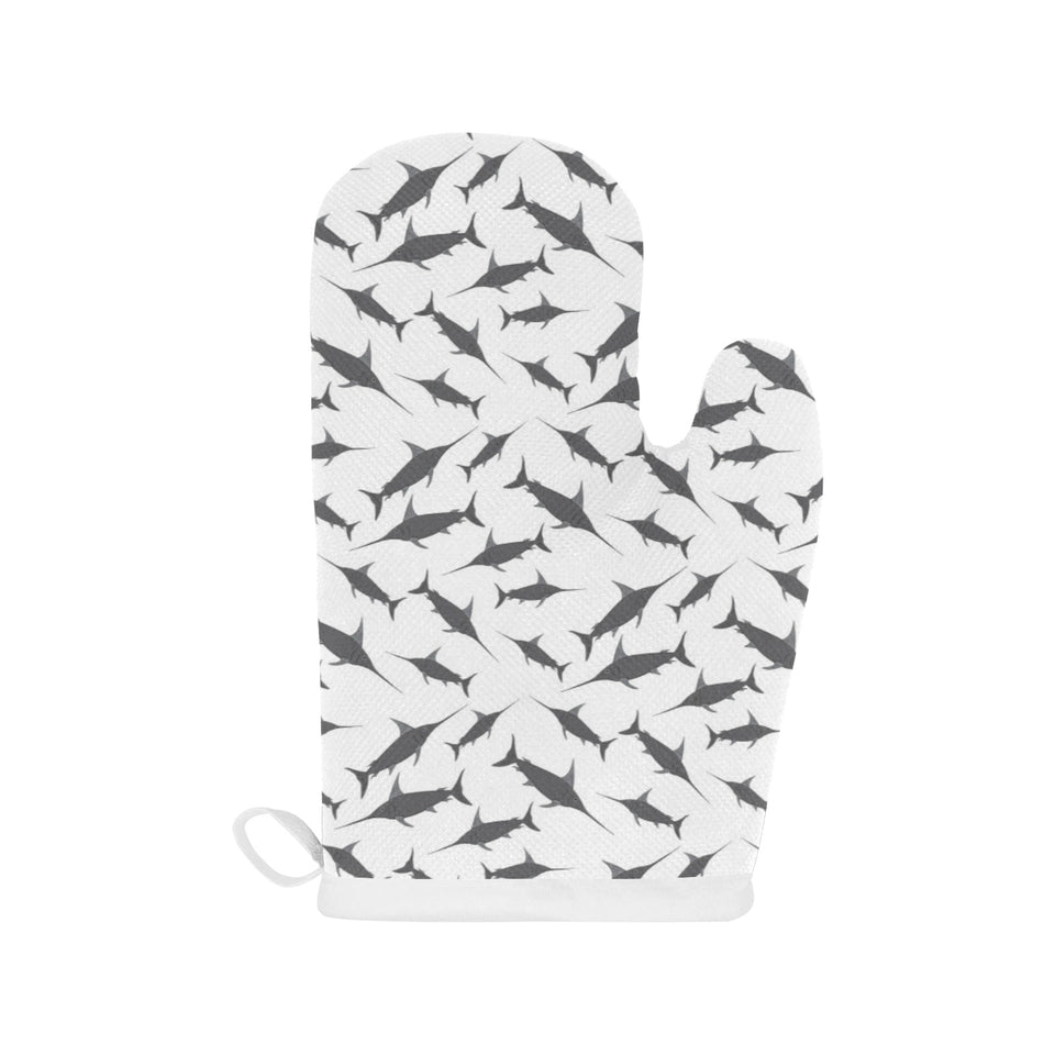 Swordfish Pattern Print Design 04 Heat Resistant Oven Mitts