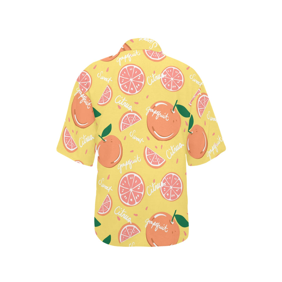 Grapefruit yellow background Women's All Over Print Hawaiian Shirt