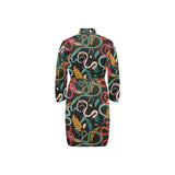 Colorful snake plant pattern Men's Long Sleeve Belted Night Robe