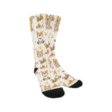 Cute dog corgi striped background pattern Crew Socks